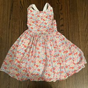 Mini Boden size 5-6 flower lined cotton dress. Cross back detail.